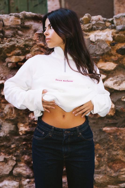 Timeless White Half-zip